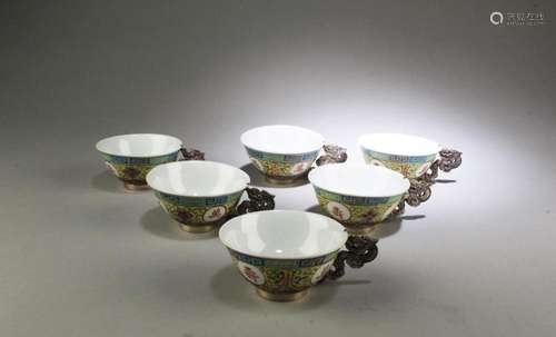 A Group of Six Porcelain Cups