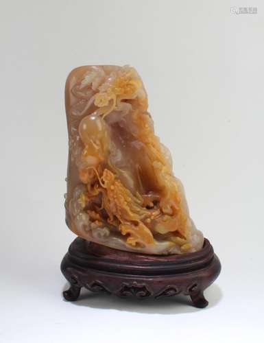 A Chinese Soapstone Carving with Stand