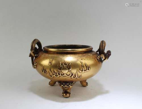 Chinese Gilt Bronze Censer