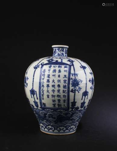 Chinese Blue & White Porcelain Vase