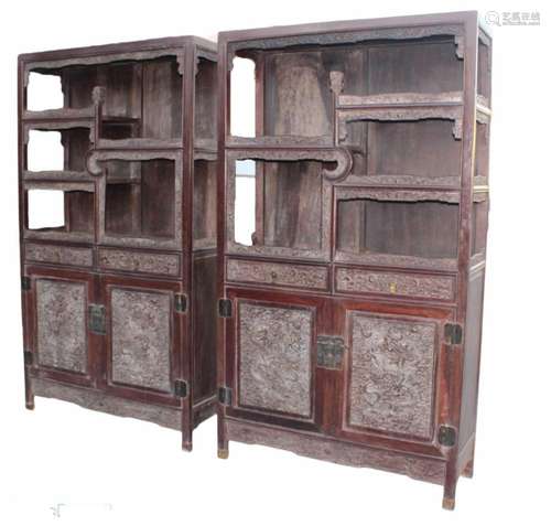 A Pair of Chinese Hardwood Cabinets