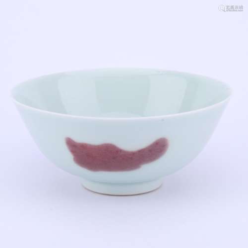 An underglaze red fish porcelain bowl