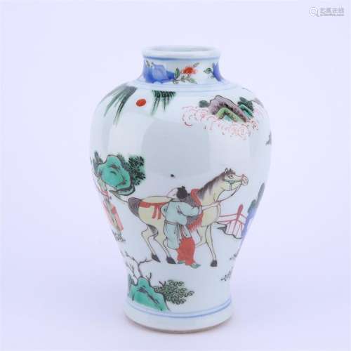 A multicolored figure porcelain jar