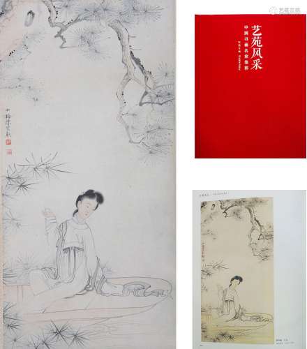 A Chinese figure silk hanging scroll painting, Chen Shaomei ...