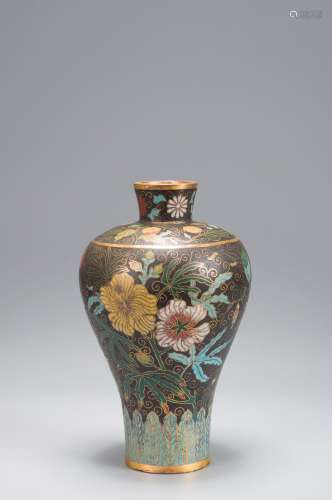 A flower patterned cloisonne meiping