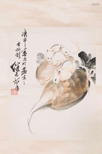 A Chinese mouse painting, Liu Jiyou mark