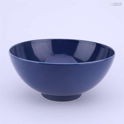 A blue glazed porcelain bowl