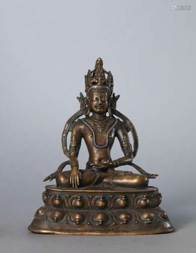 A copper silver-inlaid buddha statue