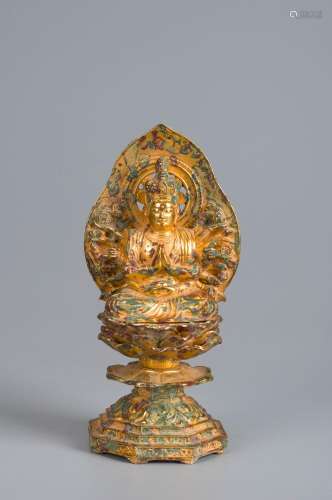 A gilding copper thousand-armed Guanyin bodhisattva statue