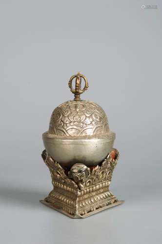 A set of silver buddhist bowl