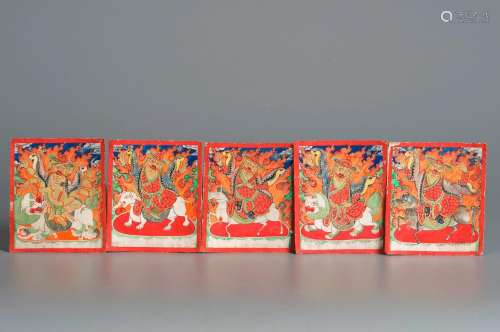 5 pieces of Chinese thangka painting