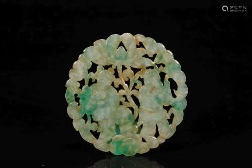 A hollowed out jadeite figure ornament