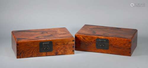 A pair of fragrant rosewood boxes