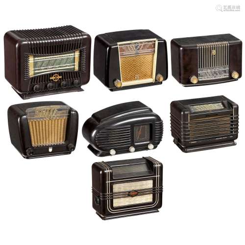 7 Radios with Bakelite Cases, 1950s