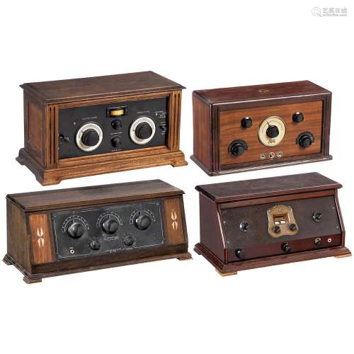 4 Battery-Operated Radio Receivers, c. 1930