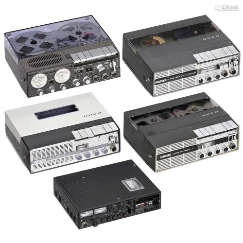 4 Uher Report Tape Recorders, c. 1960–80