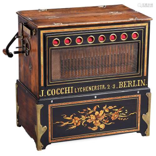 Rare 24-Key Reed Barrel Organ by John Cocchi, Berlin, c. 189...