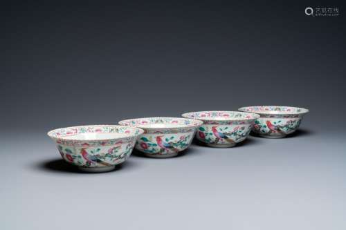Four Chinese famille rose bowls for the Straits or Peranakan...