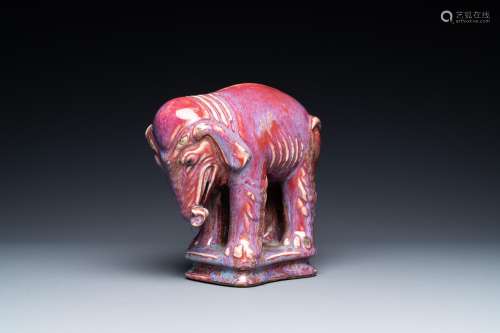 A Chinese flambe-glazed elephant, 19th C.