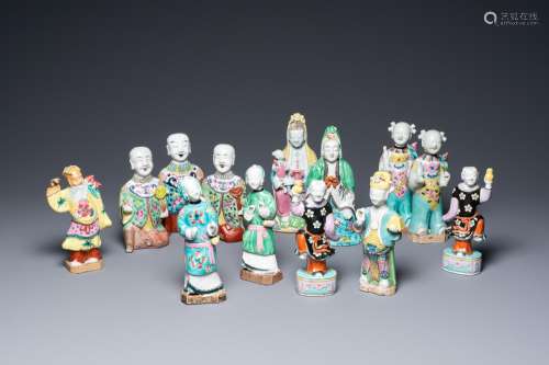 Thirteen various Chinese famille rose figures, Qianlong and ...