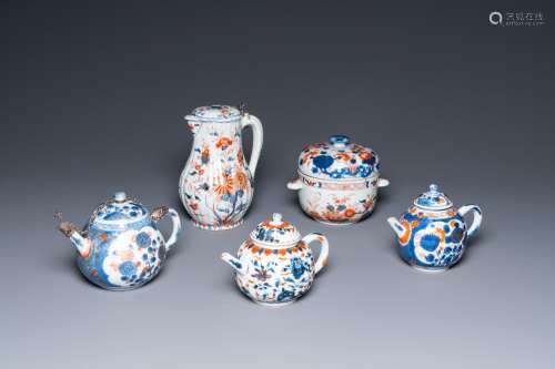 Three Chinese Imari-style teapots, a silver-mounted ewer and...