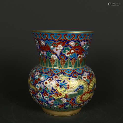 Qianlong Period of Chinese Qing Dynasty  Enamel Dragon Patte...