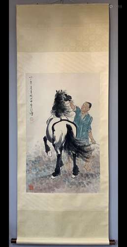 A Vertical-hanging Horse Chinese Ink Painting by Xv Beihong