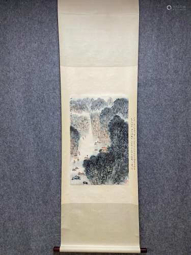 A Vertical-hanging Landscape Chinese Ink Painting by Song We...