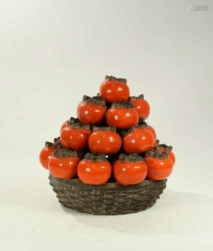 The Chinese Qing Dynasty Porcelain Persimmon Oranament
