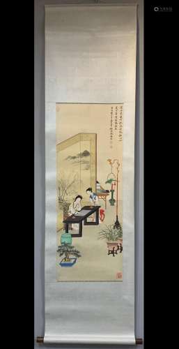 A Vertical-hanging Character Chinese Ink Painting by Feng Ch...