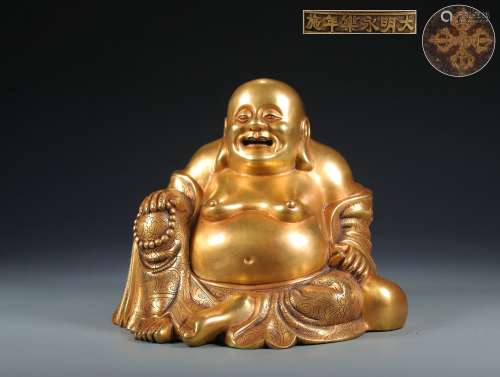 A Guilt BronzeMaitreya Statue Ornament in Yongle Period of C...