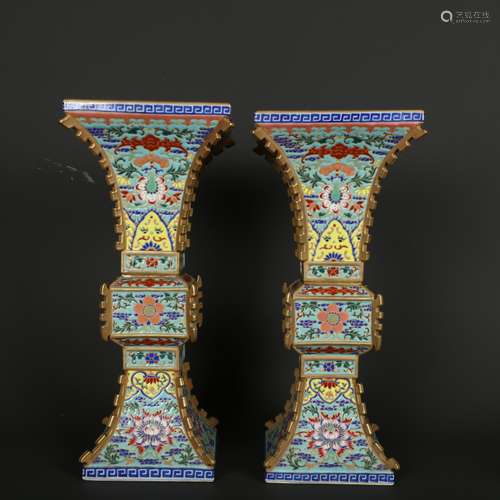 Qianlong Period of Chinese Qing Dynasty  Enamel Guilting FLo...