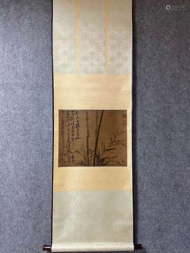A Vertical-hanging Bamboo Chinese Ink Painting by Wu Zhen