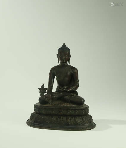 The Chinese Qing Dynasty Red Copper Figure of Buddha
