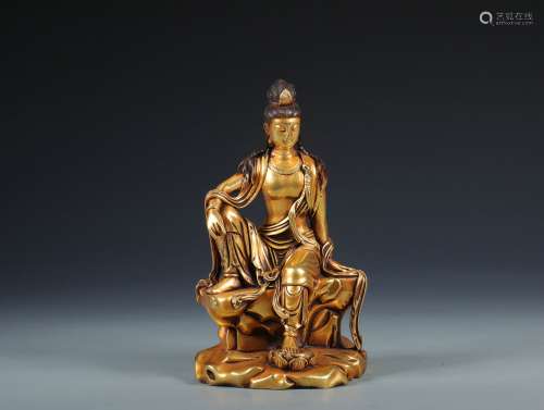 The Chinese Qing Dynasty Guilt Bronze Avalokitesvara Statue ...