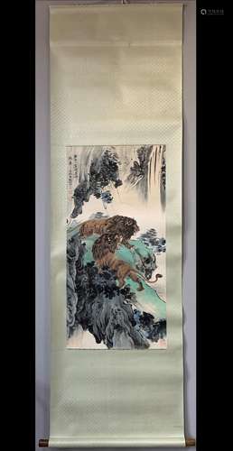 A Vertical-hanging Landscape Chinese Ink Painting Zhang Ruit...