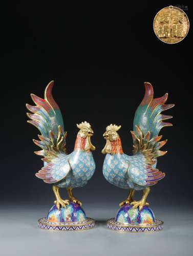 The Chinese Qing Dynasty A Pair of Copper Gilt Gold  Copper ...