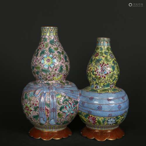 Qianlong Period of Chinese Qing Dynasty Enamel FLowers Conne...