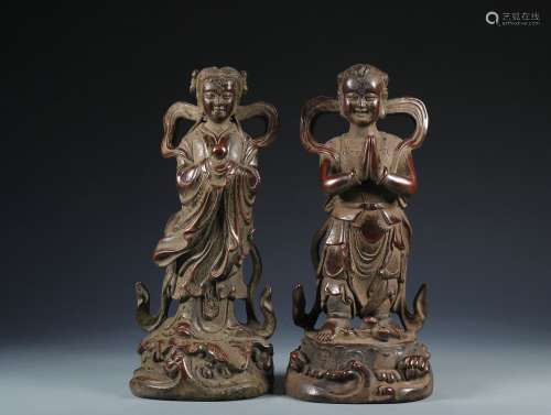 The Chinese Qing Dynasty A Pair of Copper  'Gods of Harmony ...