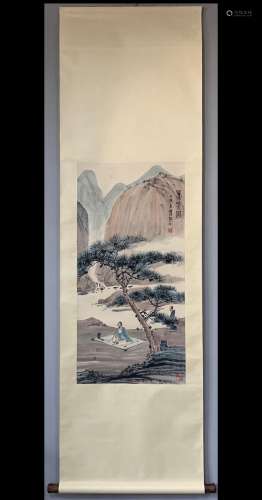 A Vertical-hanging Under Pine Tree Character Chinese Ink Pai...
