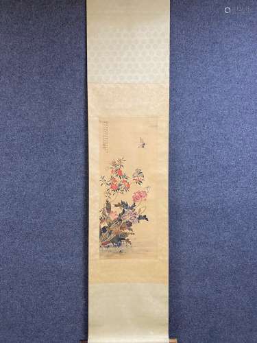 A Vertical-hanging Flower and Bird Chinese Ink Painting  by ...