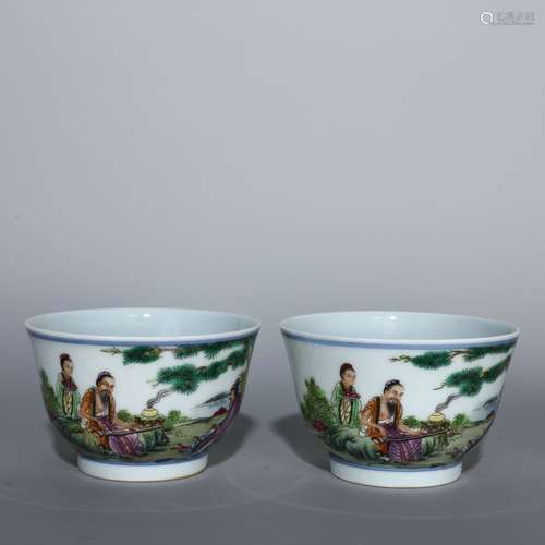 Kangxi Period of Chinese Qing Dynasty  Enamel Character Cup