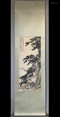 A Vertical-hanging Pasture Cattle Chinese Ink Painting by Ch...