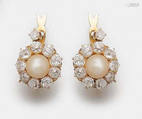 Paar viktorianische Perl-Diamant-Ohrringe