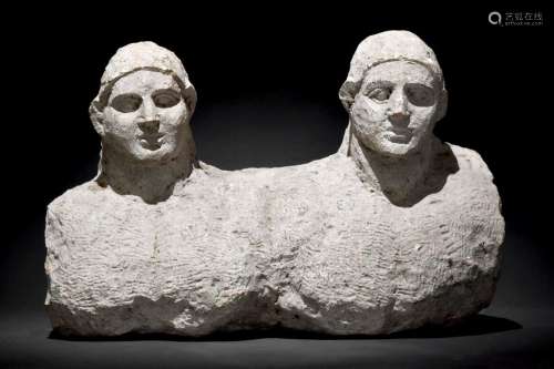 ROMAN MARBLE STELE OF A COUPLE