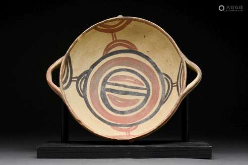 CYPRIOT POLYCHROME TWIN-HANDLED BOWL