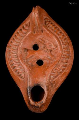 ROMAN TERRACOTTA OIL LAMP WITH RABBIT