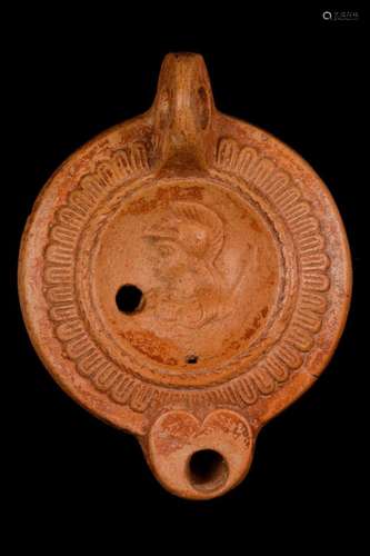 ROMAN TERRACOTTA OIL LAMP WITH GOD MARS