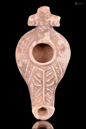 BYZANTINE TERRACOTTA OIL LAMP WITH CROSS