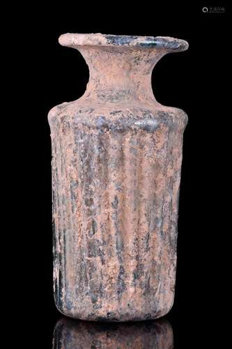 ROMAN GLASS RIBBED BOTTLE